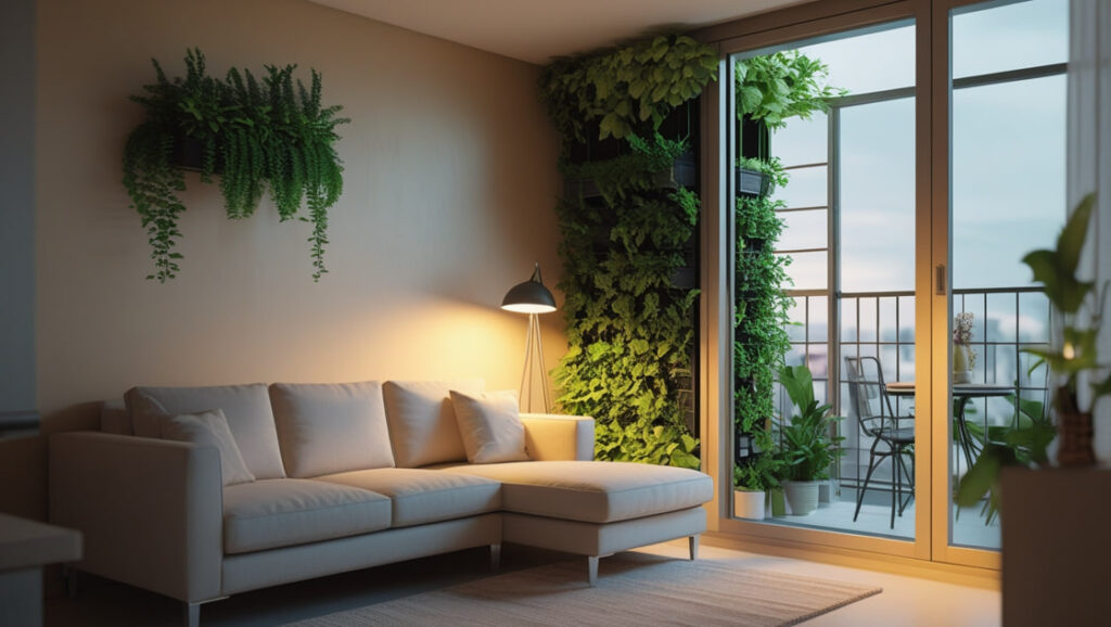 Como usar nichos e prateleiras para criar um jardim vertical na sala